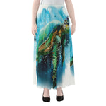 Sea Turtle Painting Print Chiffon Maxi Skirt
