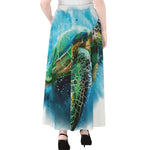 Sea Turtle Painting Print Chiffon Maxi Skirt