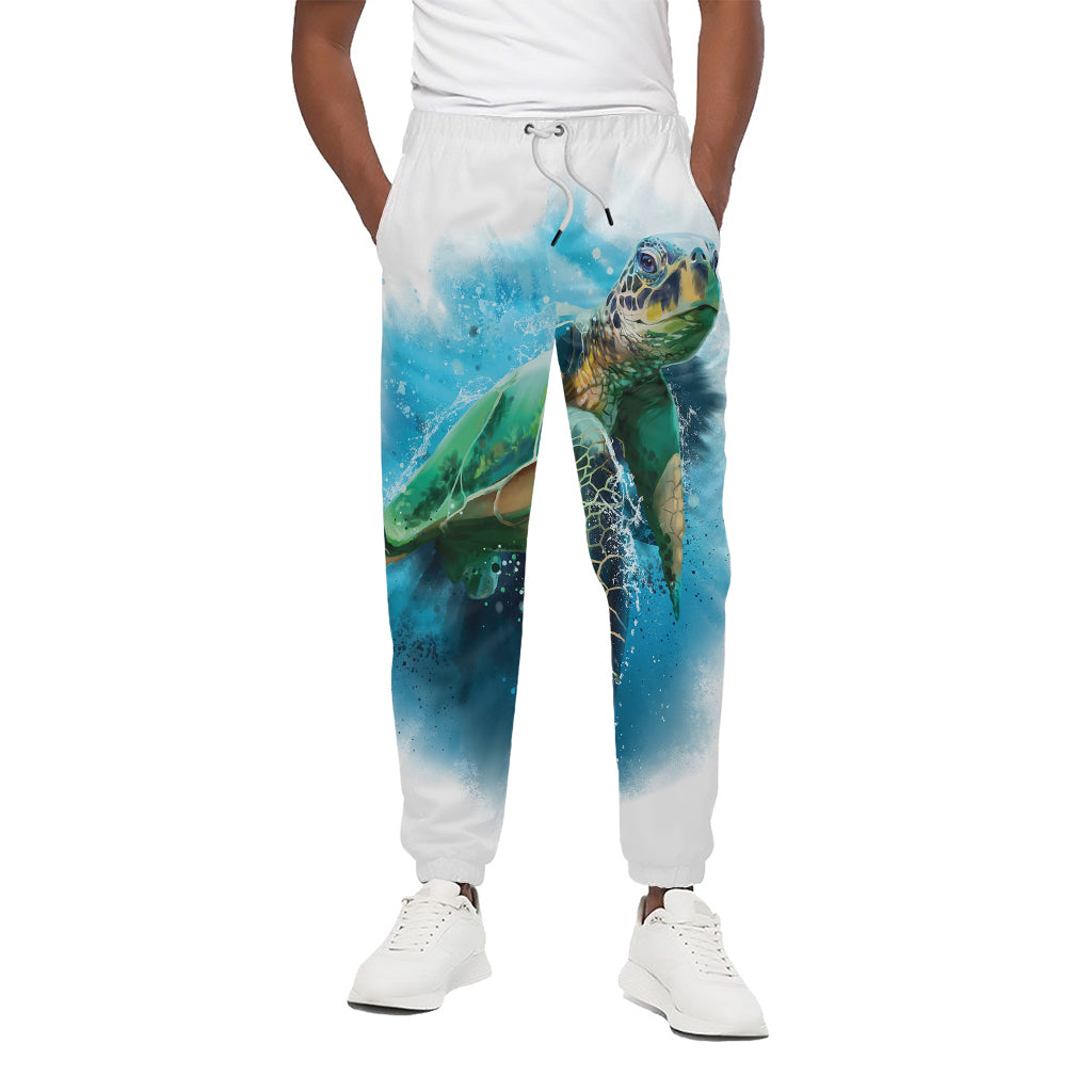 Sea Turtle Painting Print Cotton Pants