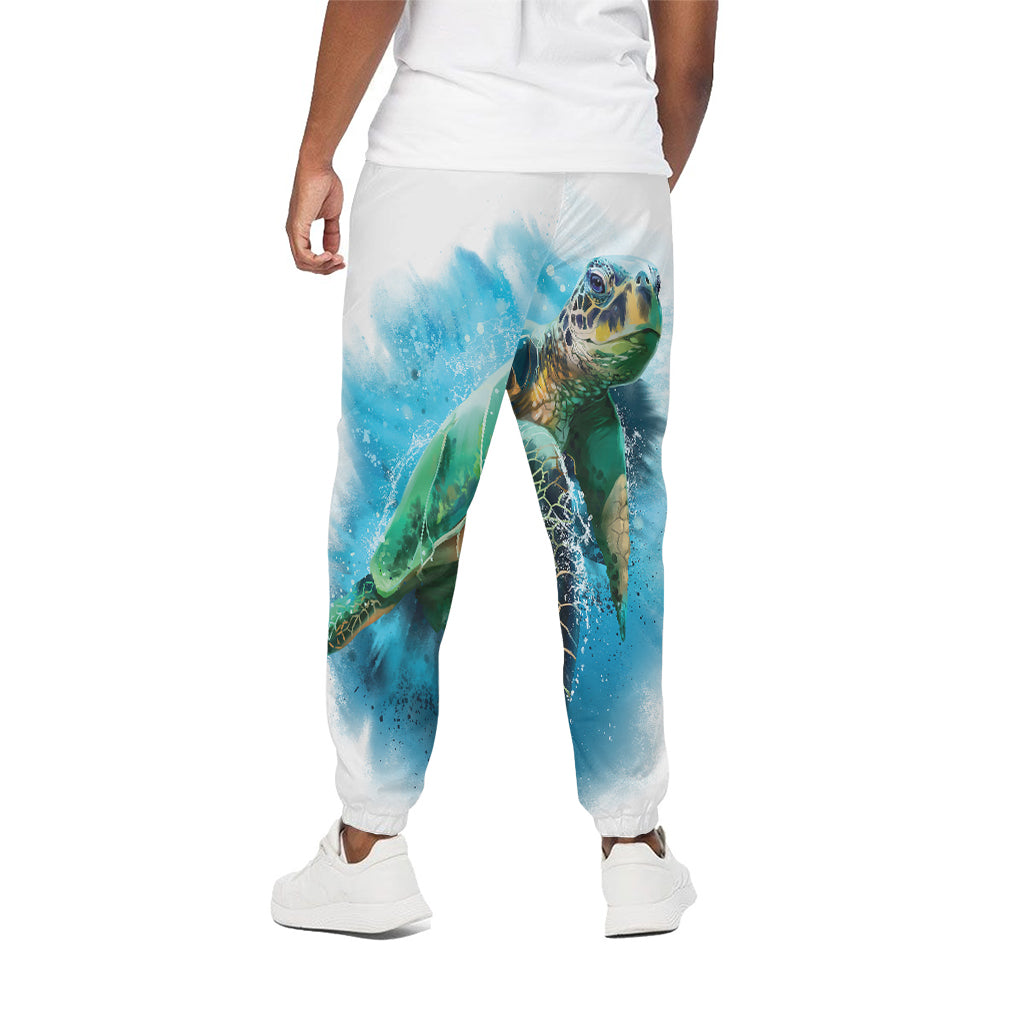 Sea Turtle Painting Print Cotton Pants