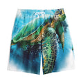 Sea Turtle Painting Print Cotton Shorts