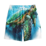 Sea Turtle Painting Print Cotton Shorts