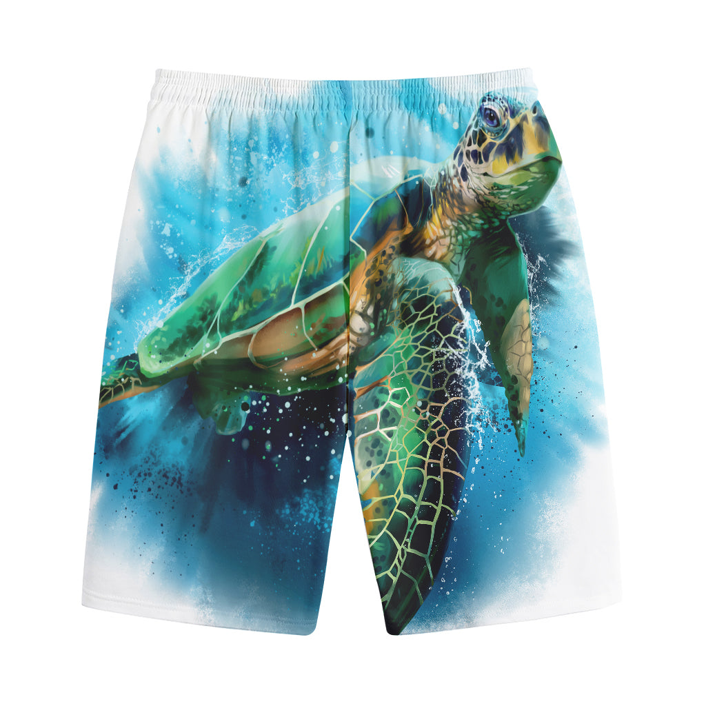Sea Turtle Painting Print Cotton Shorts