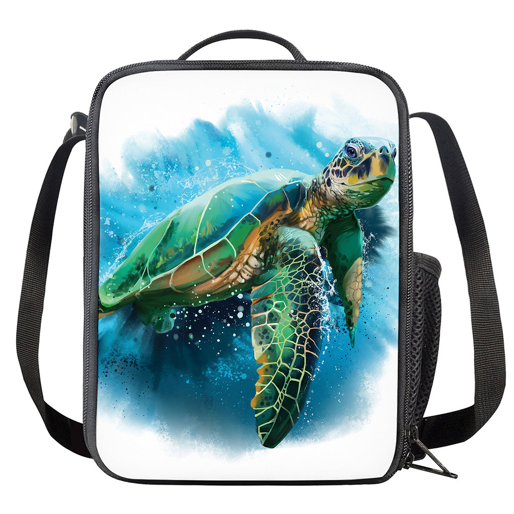 Sea Turtle Painting Print Crossbody Lunch Bag