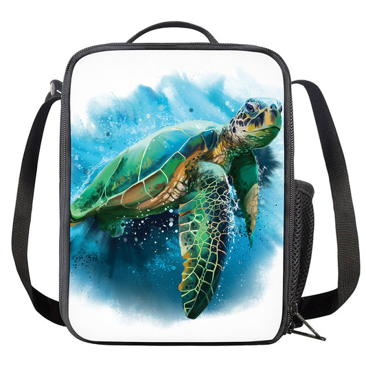 Sea Turtle Painting Print Crossbody Lunch Bag
