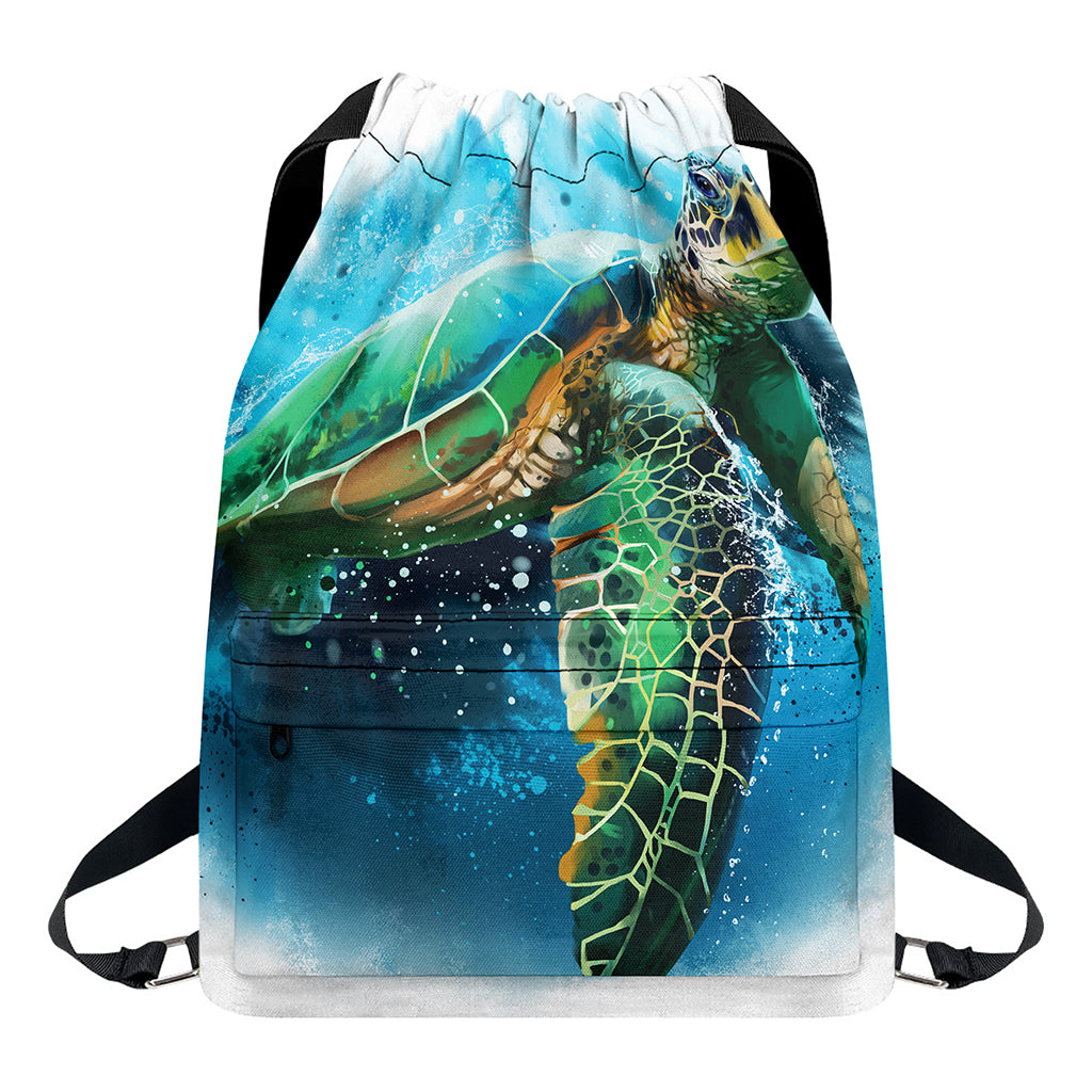 Sea Turtle Painting Print Drawstring Backpack