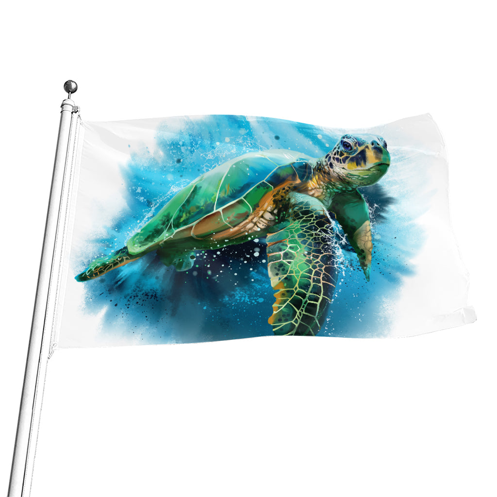 Sea Turtle Painting Print Flag