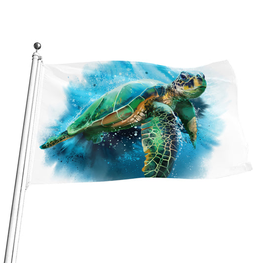 Sea Turtle Painting Print Flag