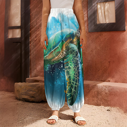 Sea Turtle Painting Print Harem Pants