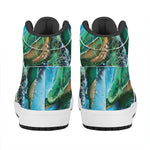 Sea Turtle Painting Print High Top Leather Sneakers
