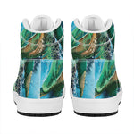 Sea Turtle Painting Print High Top Leather Sneakers