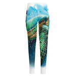 Sea Turtle Painting Print High-Waisted Pocket Leggings