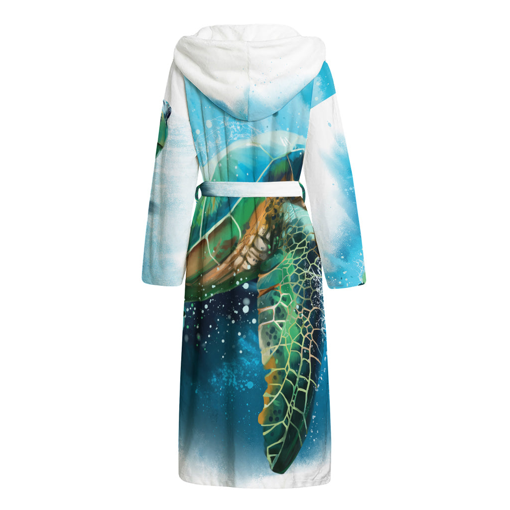 Sea Turtle Painting Print Hooded Bathrobe