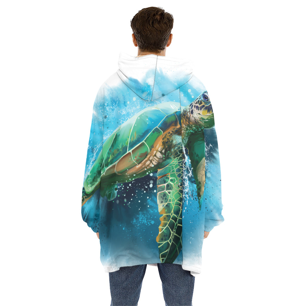 Sea Turtle Painting Print Hoodie Blanket