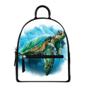 Sea Turtle Painting Print Leather Backpack