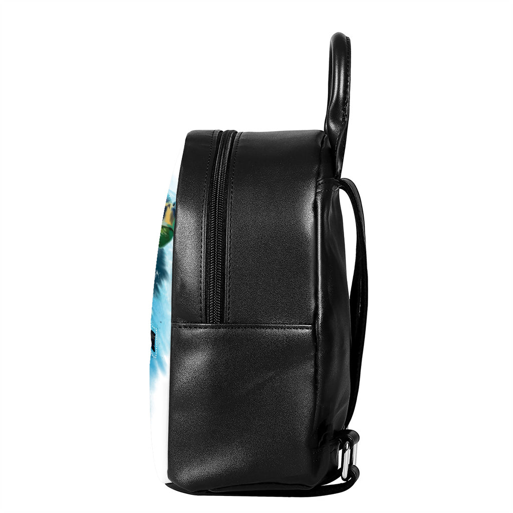 Sea Turtle Painting Print Leather Backpack