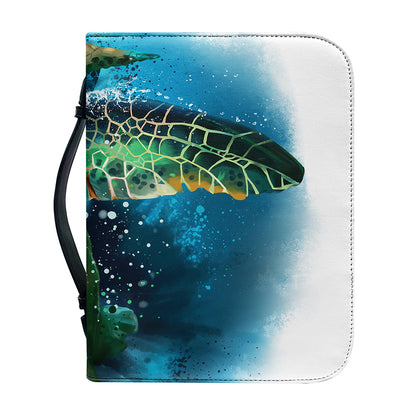 Sea Turtle Painting Print Leather Bible Cover