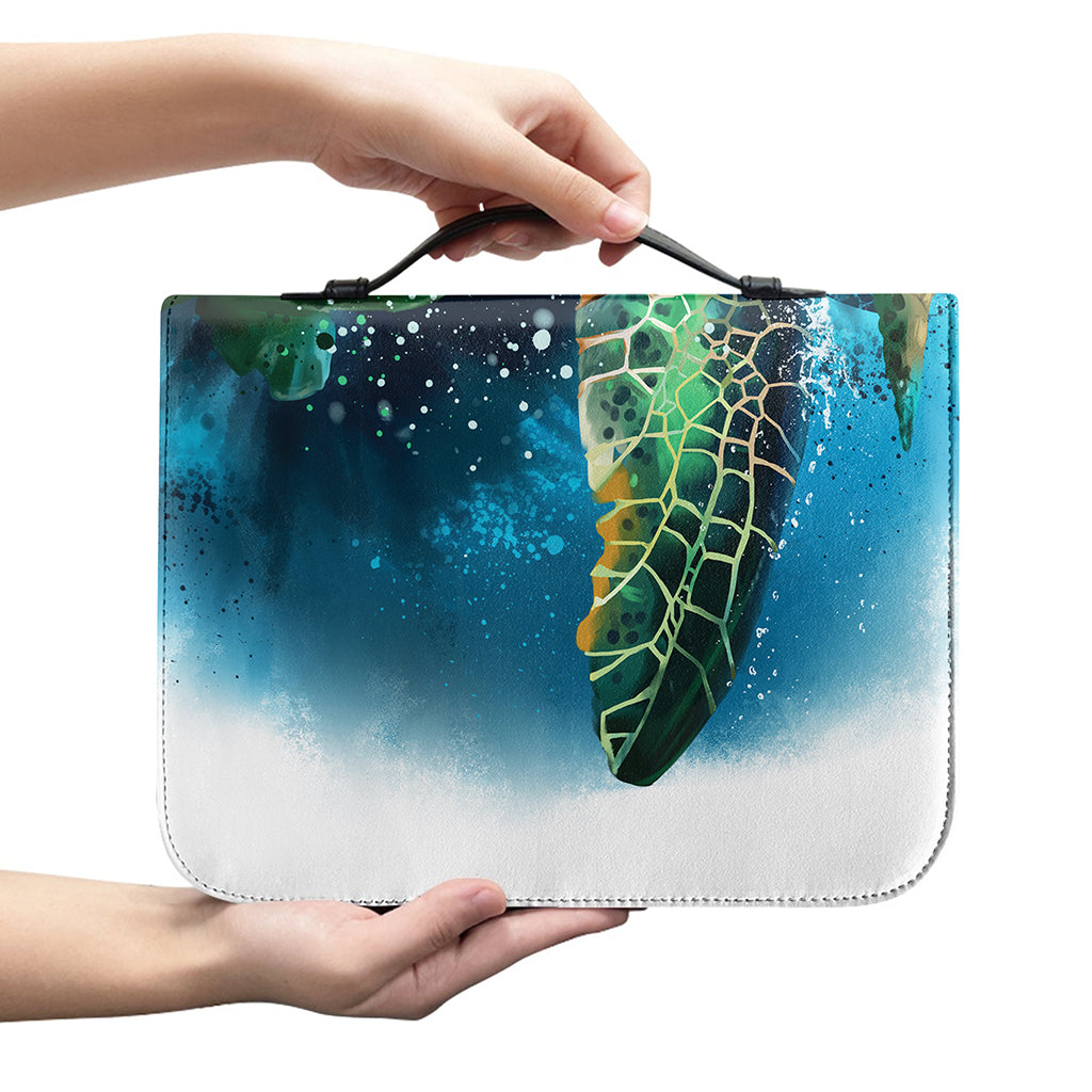 Sea Turtle Painting Print Leather Bible Cover