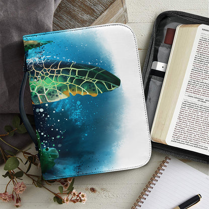Sea Turtle Painting Print Leather Bible Cover