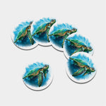 Sea Turtle Painting Print Leather Coaster Set