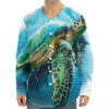 Sea Turtle Painting Print Long Sleeve Baseball Jersey