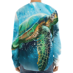 Sea Turtle Painting Print Long Sleeve Baseball Jersey