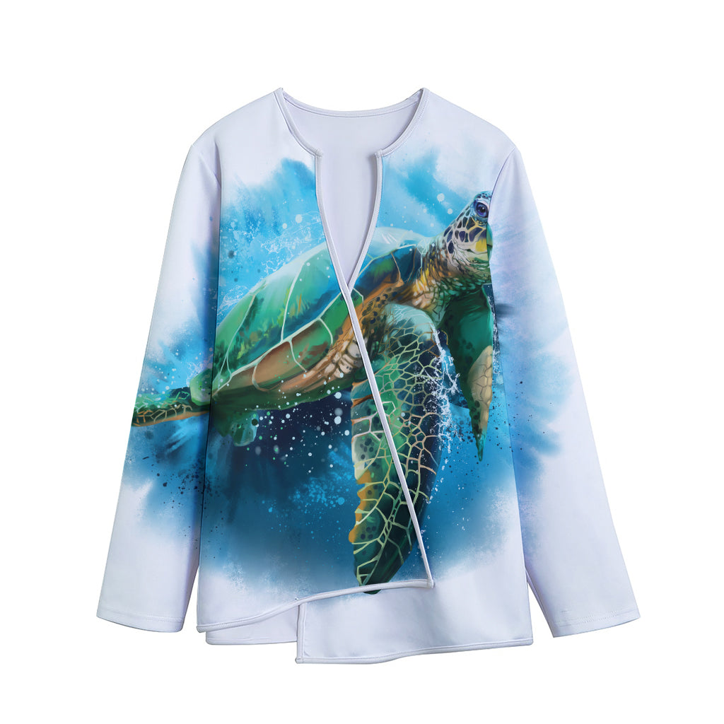 Sea Turtle Painting Print Long Sleeve Short Coat