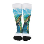 Sea Turtle Painting Print Long Socks