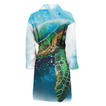 Sea Turtle Painting Print Men's Bathrobe