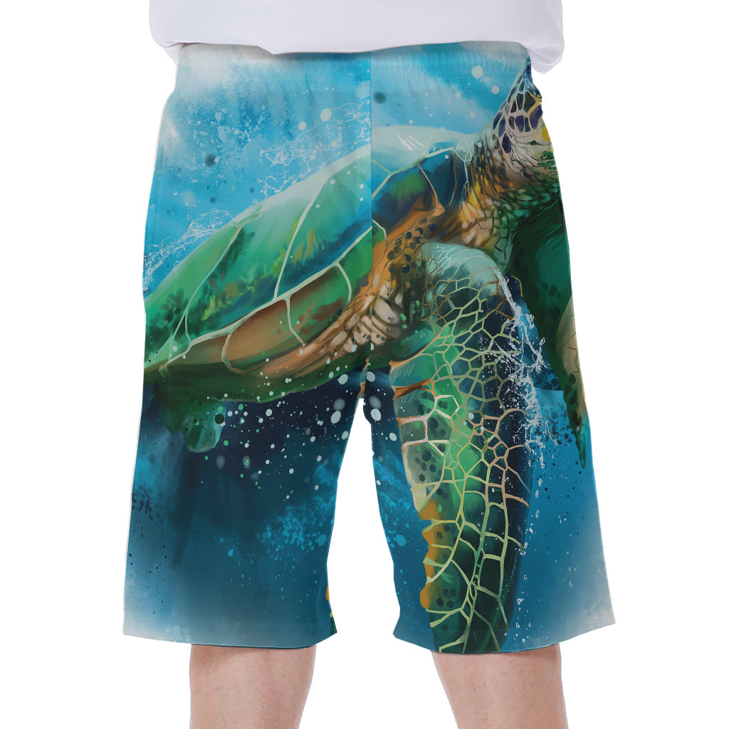 Sea Turtle Painting Print Men's Beach Shorts