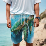 Sea Turtle Painting Print Men's Cargo Shorts