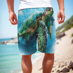 Sea Turtle Painting Print Men's Cargo Shorts
