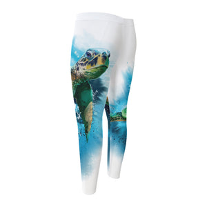 Sea Turtle Painting Print Men's Compression Pants