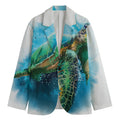 Sea Turtle Painting Print Men's Cotton Blazer