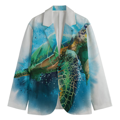 Sea Turtle Painting Print Men's Cotton Blazer