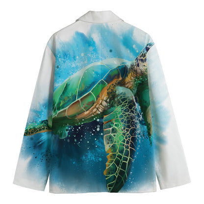 Sea Turtle Painting Print Men's Cotton Blazer
