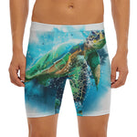 Sea Turtle Painting Print Men's Long Boxer Briefs