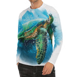 Sea Turtle Painting Print Men's Long Sleeve Rash Guard