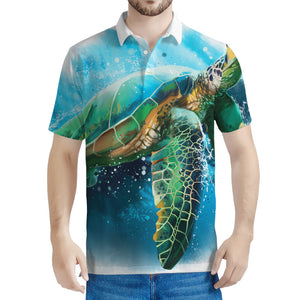 Sea Turtle Painting Print Men's Polo Shirt