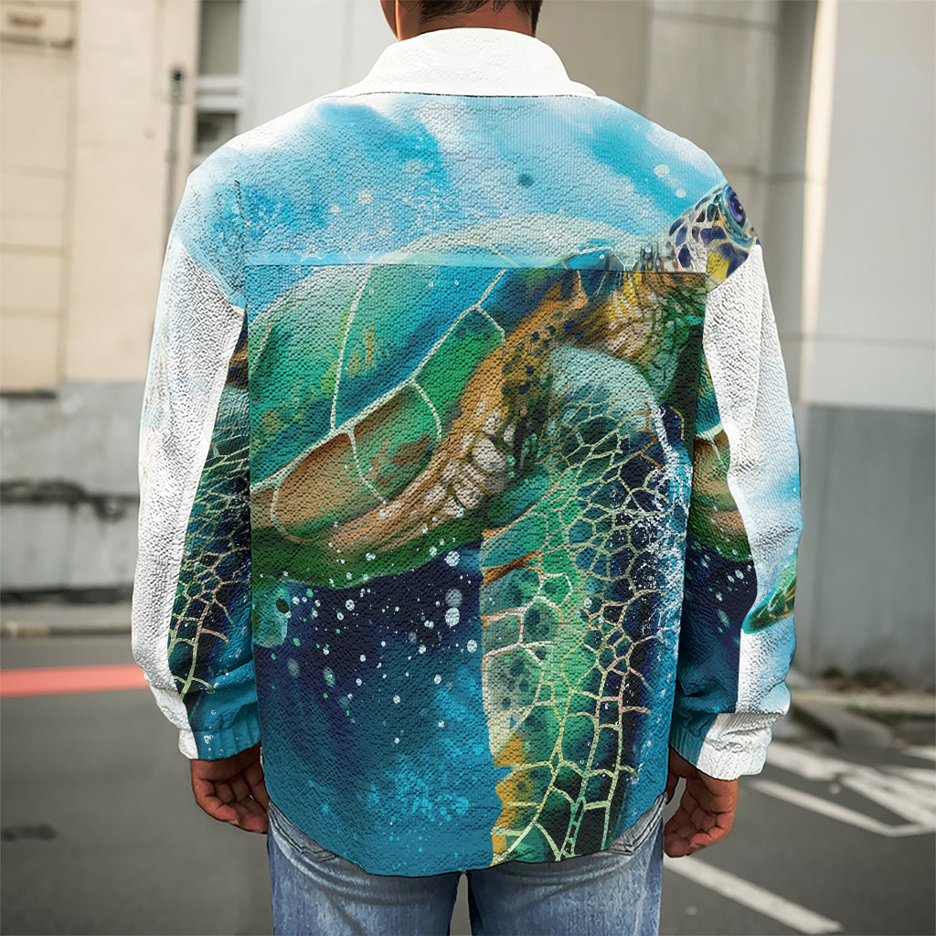 Sea Turtle Painting Print Men's Shirt Jacket