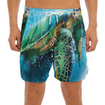 Sea Turtle Painting Print Men's Split Running Shorts
