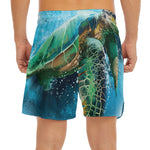 Sea Turtle Painting Print Men's Split Running Shorts