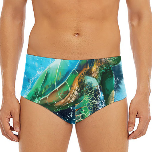 Sea Turtle Painting Print Men's Triangle Swim Briefs