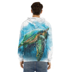 Sea Turtle Painting Print Men's Velvet Pullover Hoodie