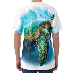 Sea Turtle Painting Print Men's Velvet T-Shirt