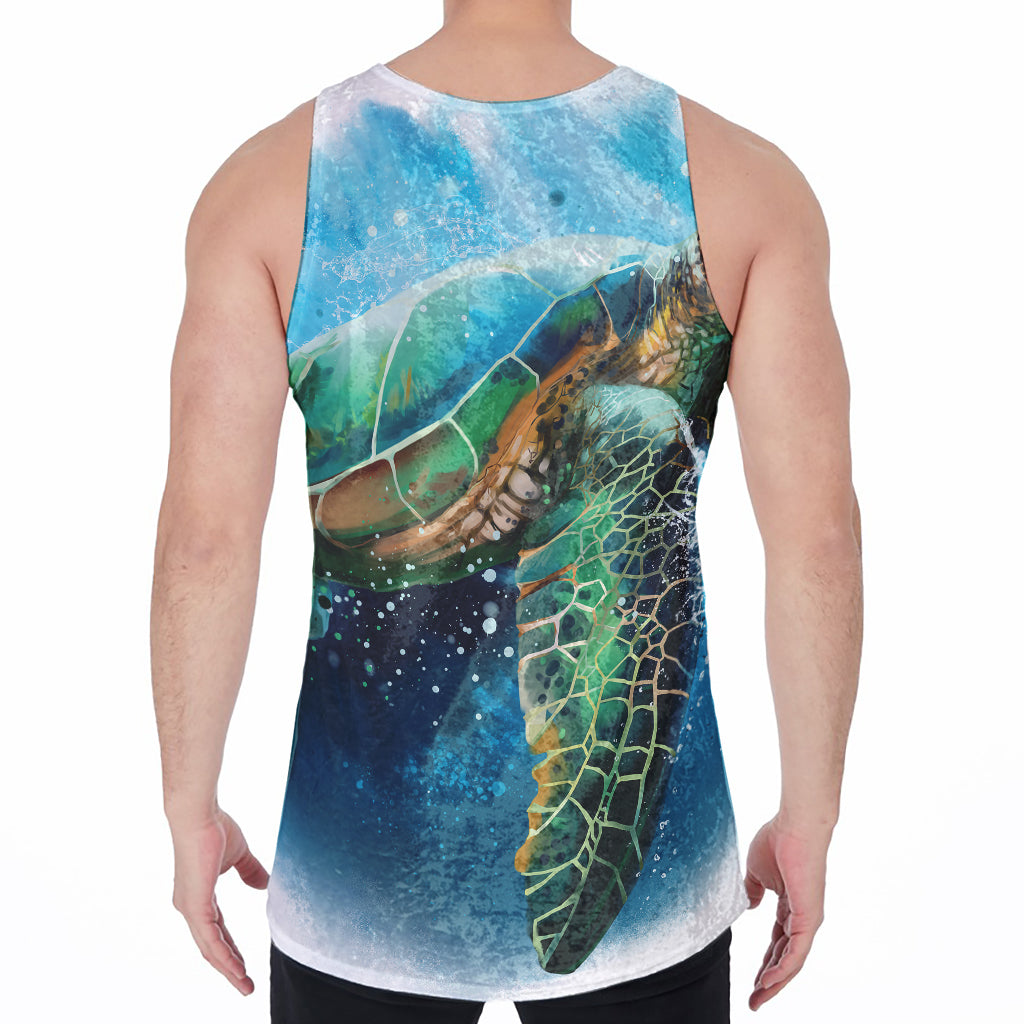 Sea Turtle Painting Print Men's Velvet Tank Top