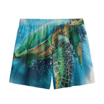 Sea Turtle Painting Print Mesh Shorts