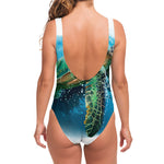 Sea Turtle Painting Print One Piece Swimsuit