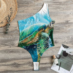 Sea Turtle Painting Print One Shoulder Bodysuit