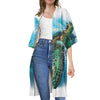 Sea Turtle Painting Print Open Front Beach Cover Up